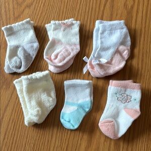 Assorted Baby Socks Set - Pink, Blue, White, Cream